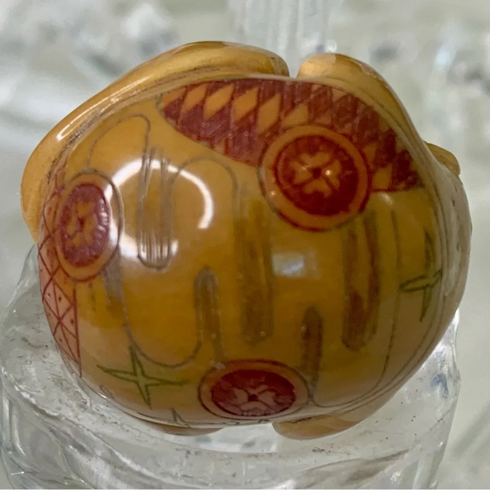 Vintage NETSUKE Carved Tagua Nut Monkey Animal Carving Bead Figurine Japanese